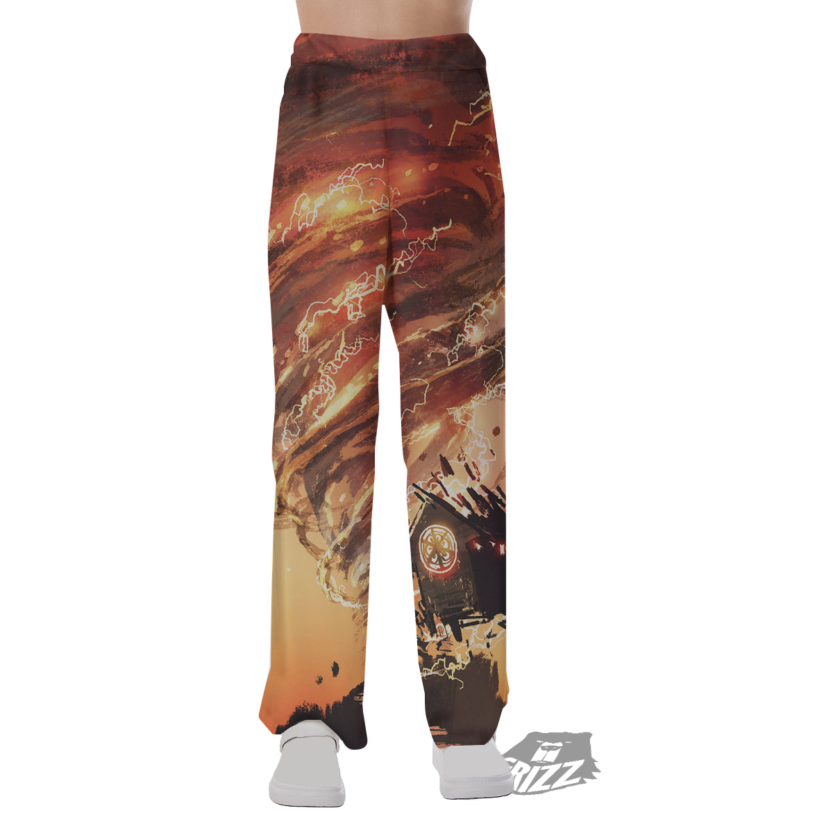 Tornado Destroy Watercolor Print Pajama Pants-grizzshop