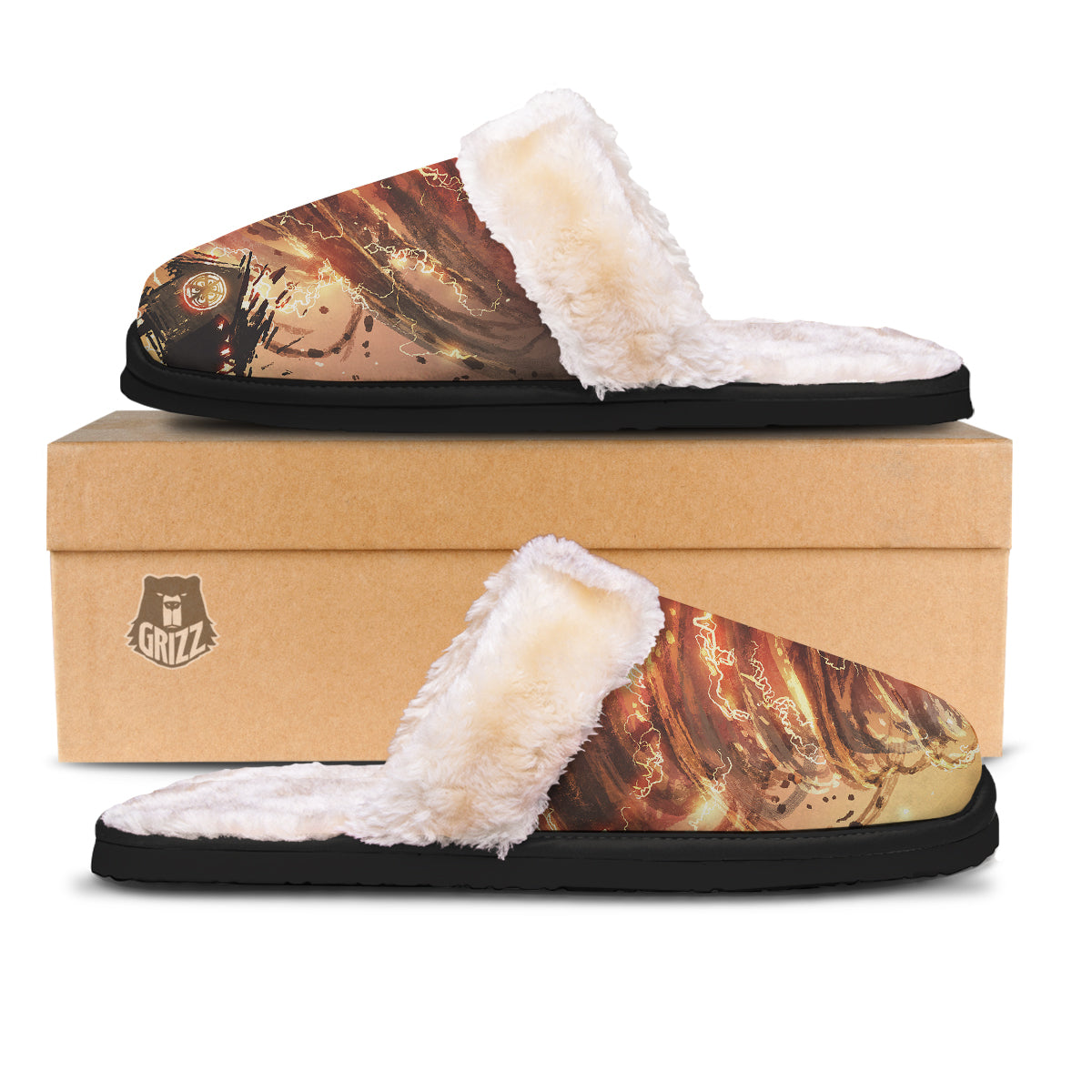 Tornado Destroy Watercolor Print Slippers-grizzshop