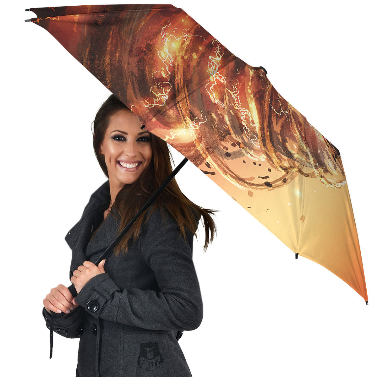 Tornado Destroy Watercolor Print Umbrella-grizzshop