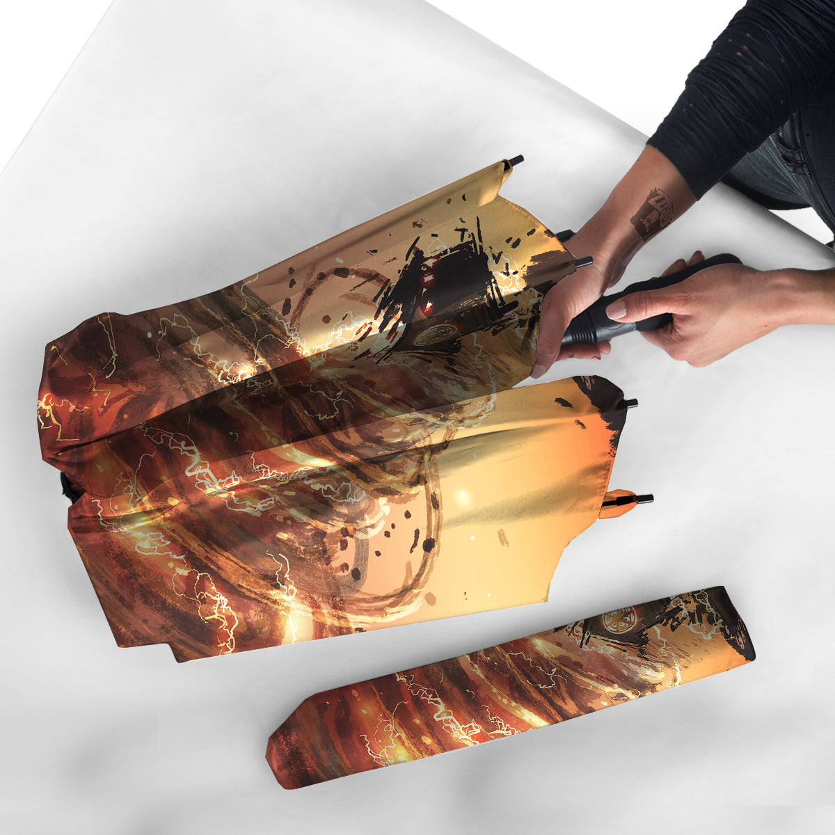 Tornado Destroy Watercolor Print Umbrella-grizzshop