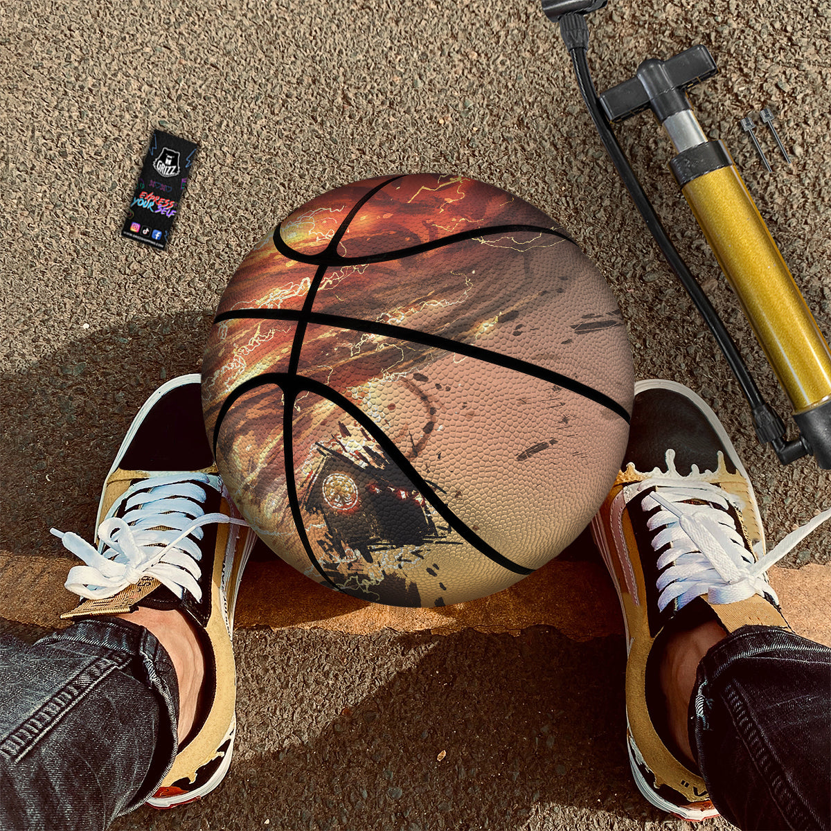 Tornado Destroy Watercolor Print Basketball