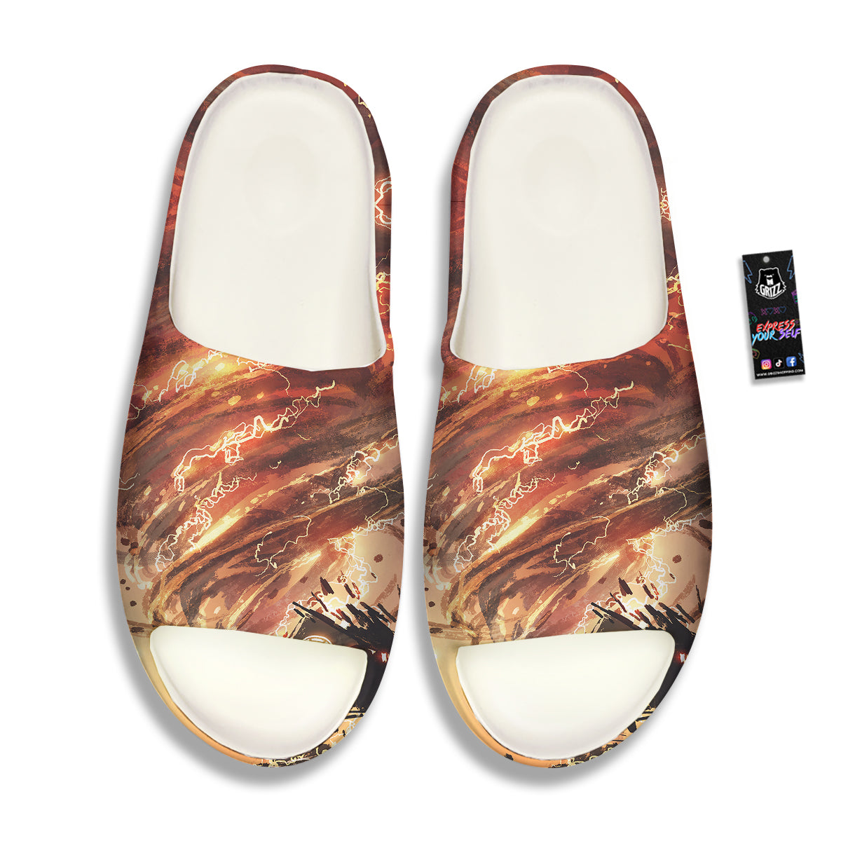 Tornado Destroy Watercolor Print Sandals-grizzshop