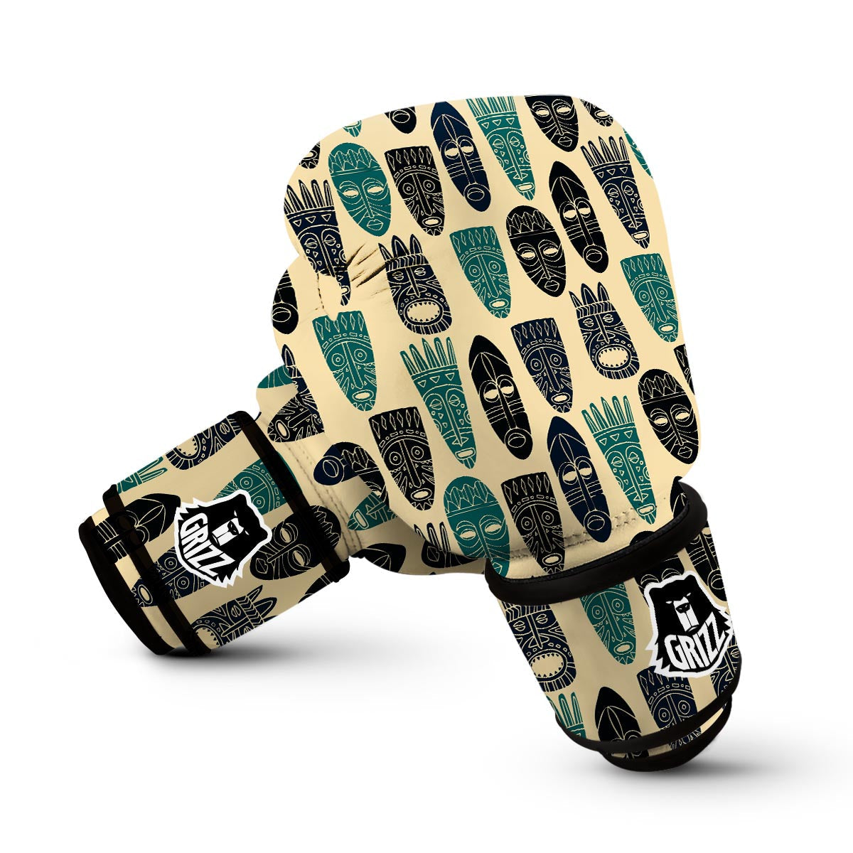 Totem Mask Print Pattern Boxing Gloves-grizzshop