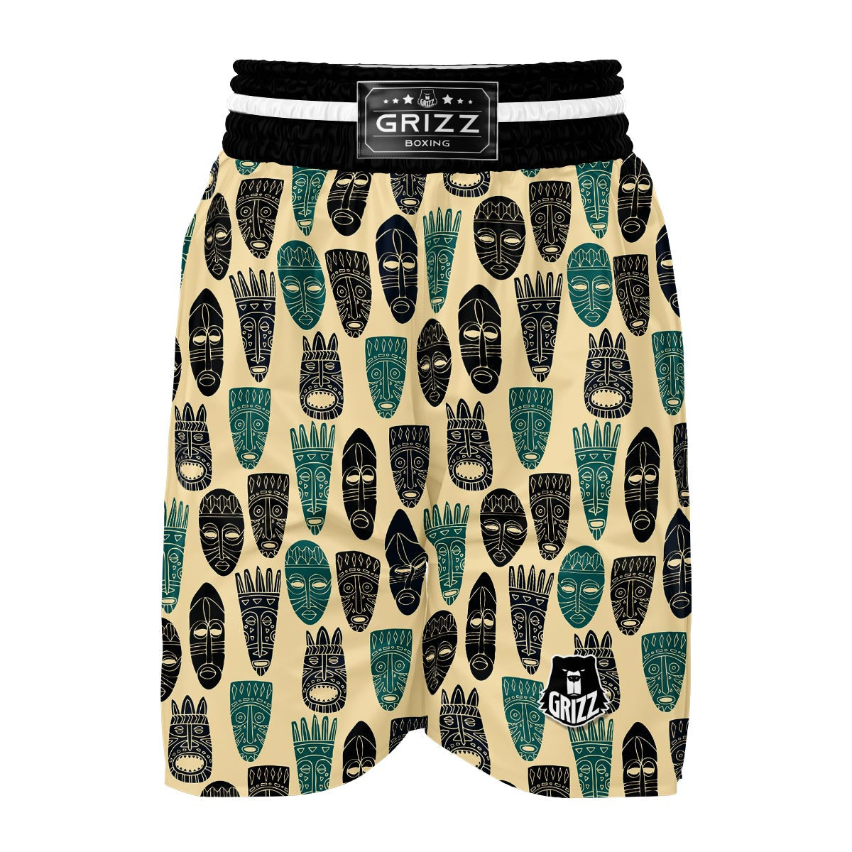 Totem Mask Print Pattern Boxing Shorts-grizzshop