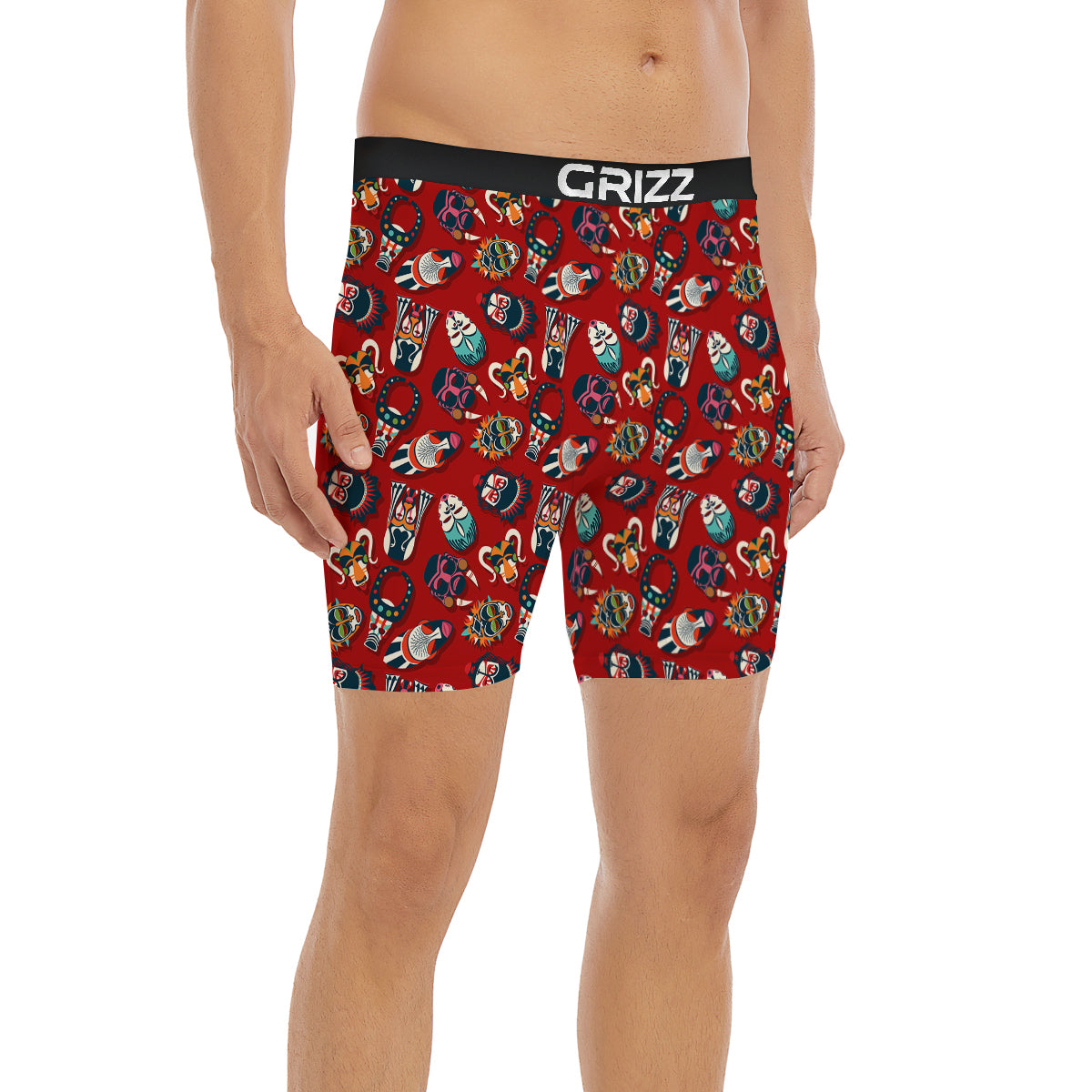 Totem Masks African Print Pattern Boxer Briefs-grizzshop