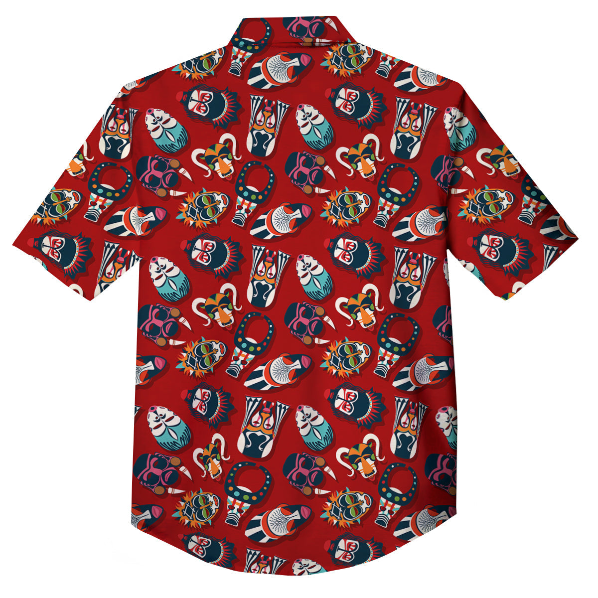 Totem Masks African Print Pattern Button Up Shirt-grizzshop