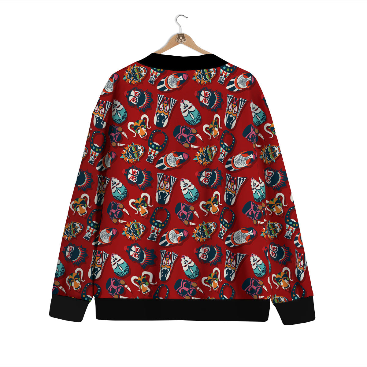 Totem Masks African Print Pattern Cardigan-grizzshop