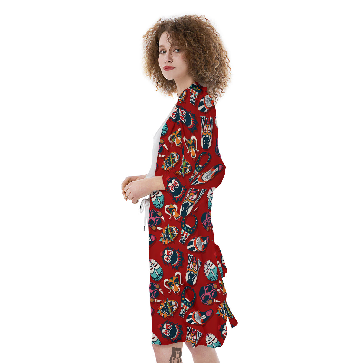 Totem Masks African Print Pattern Kimono-grizzshop