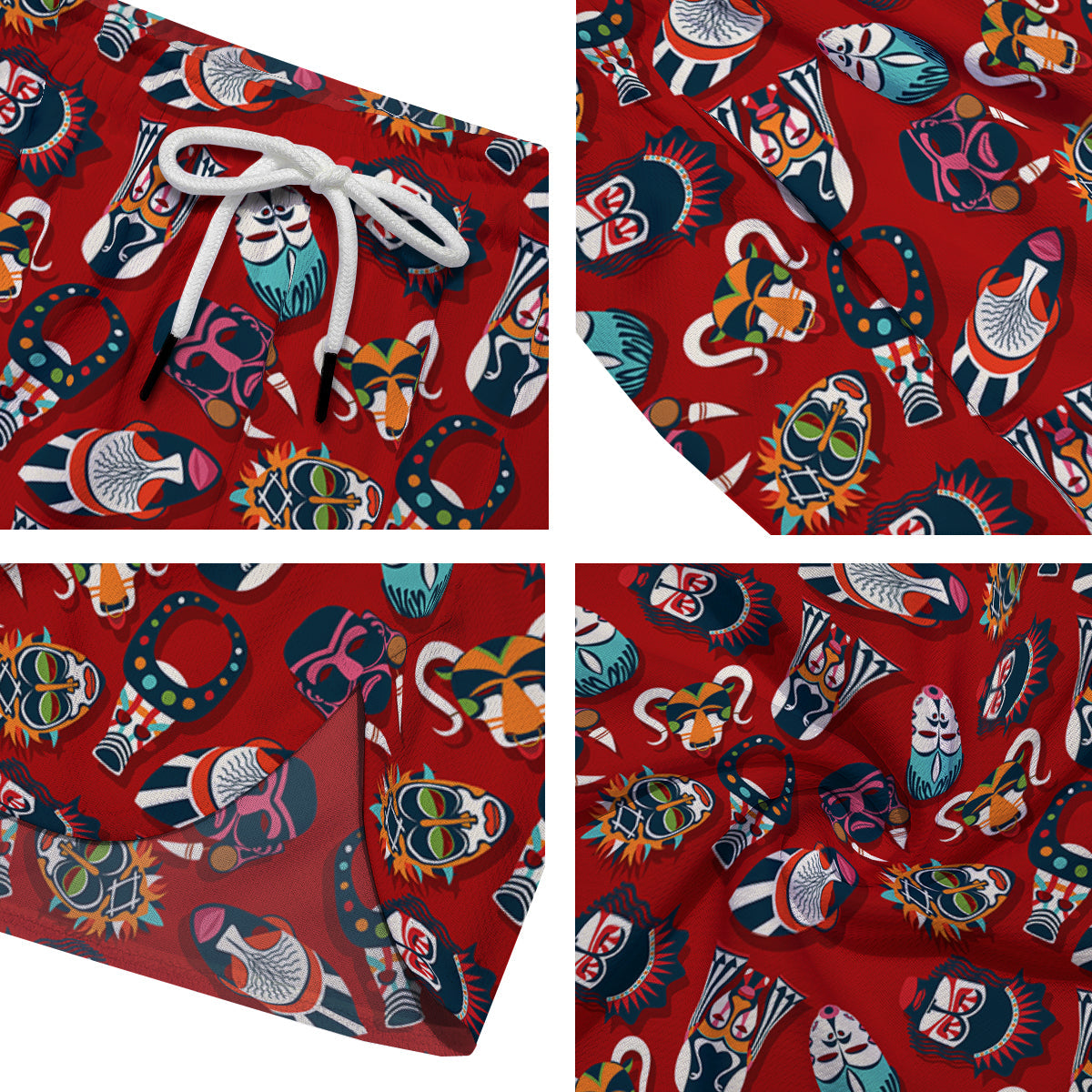 Totem Masks African Print Pattern Men's Running Shorts-grizzshop