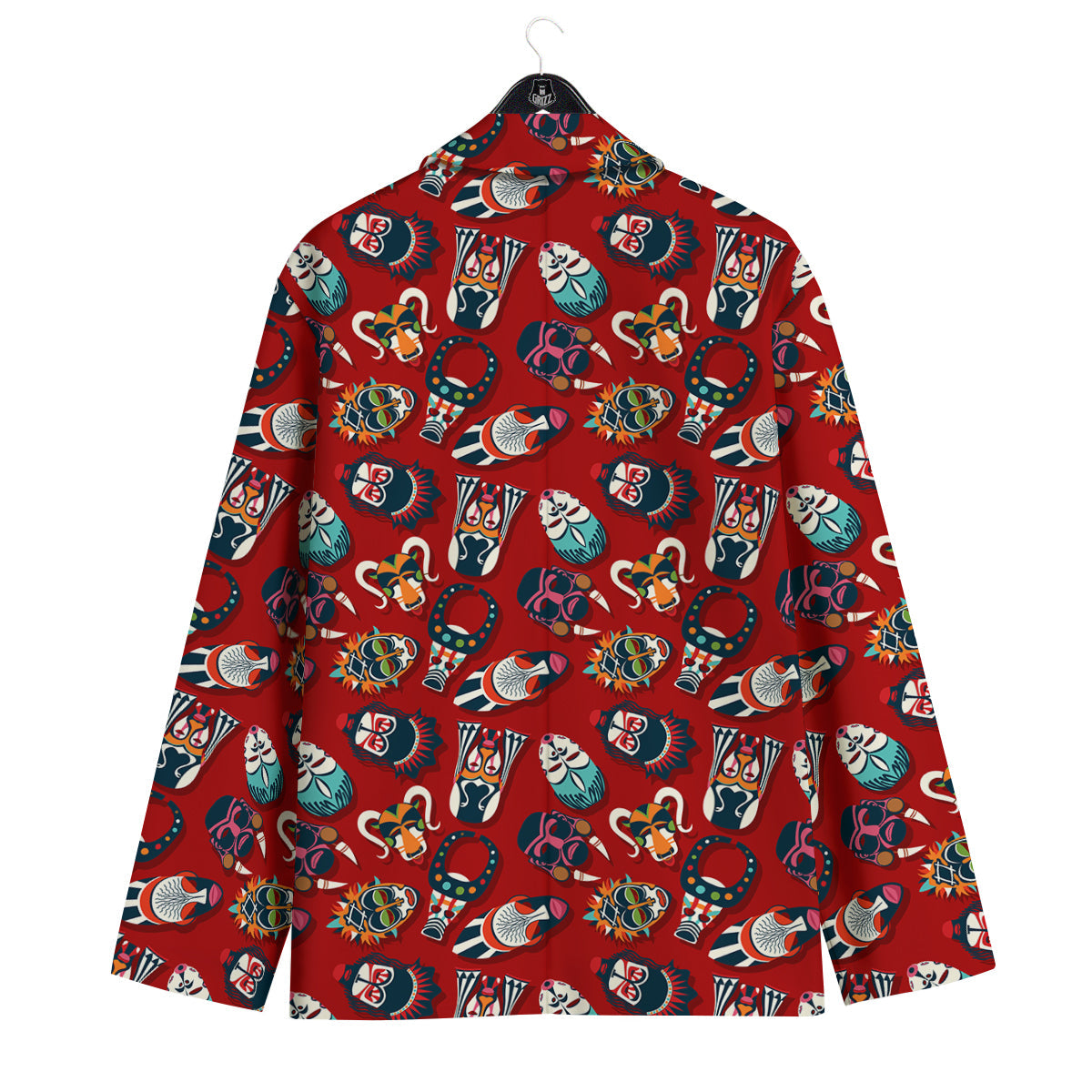 Totem Masks African Print Pattern Men's Sport Coat-grizzshop