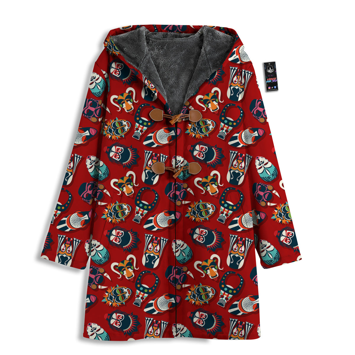 Totem Masks African Print Pattern Men's Windbreaker Jacket-grizzshop