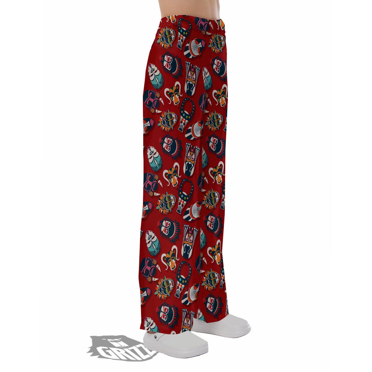 Totem Masks African Print Pattern Pajama Pants-grizzshop