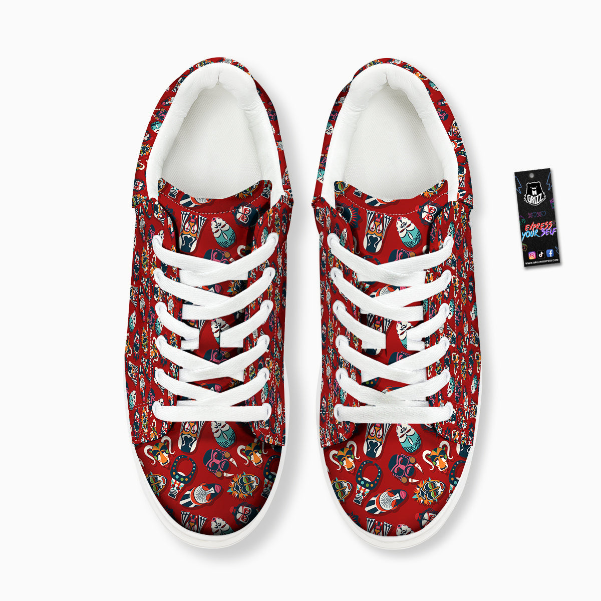 Totem Masks African Print Pattern Platform Shoes-grizzshop