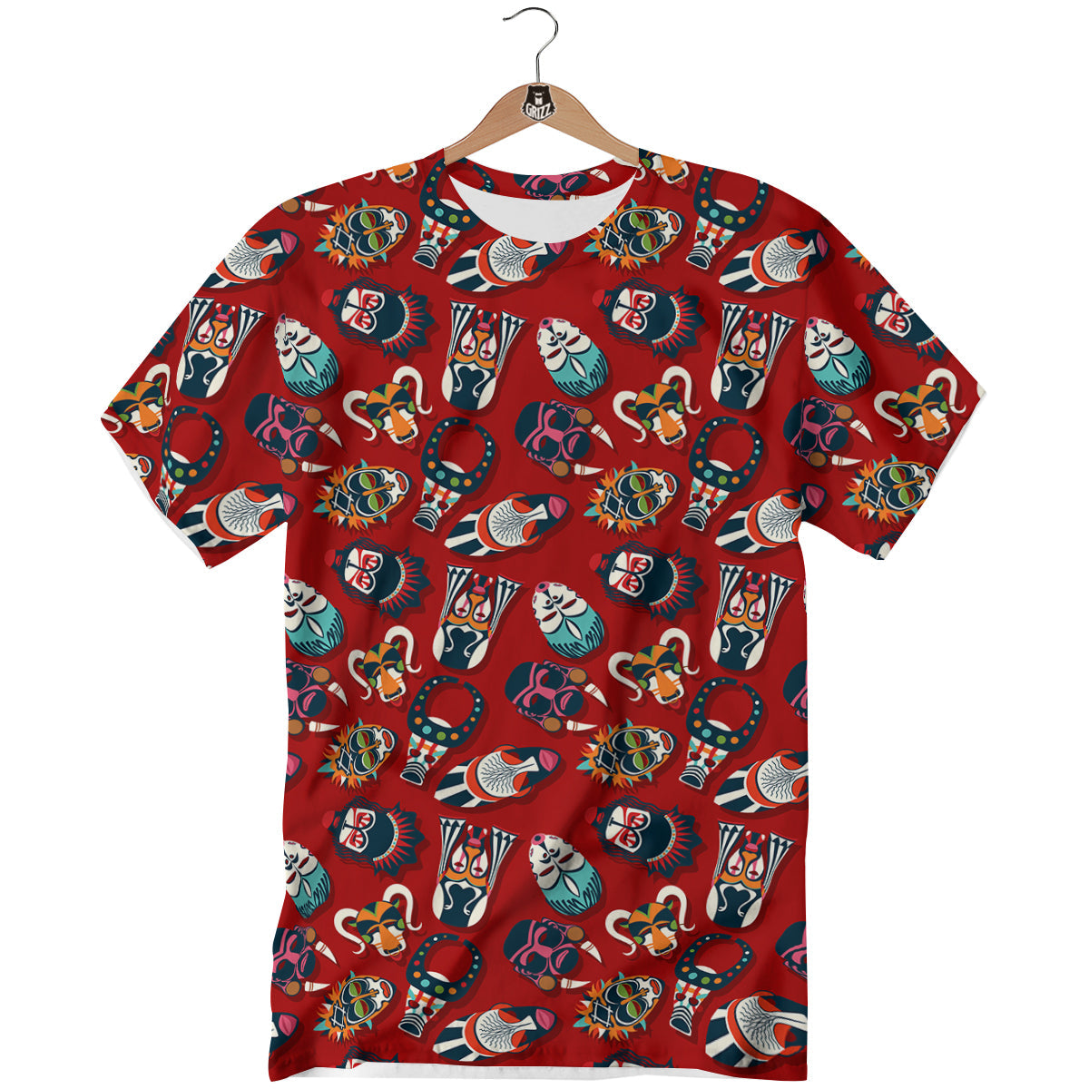 Totem Masks African Print Pattern T-Shirt-grizzshop