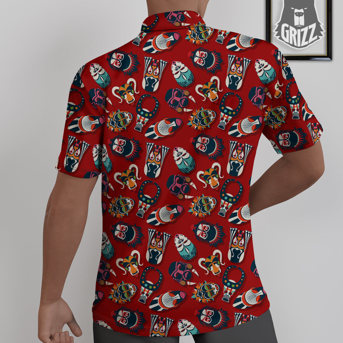 Totem Masks African Print Pattern Untucked Shirts-grizzshop