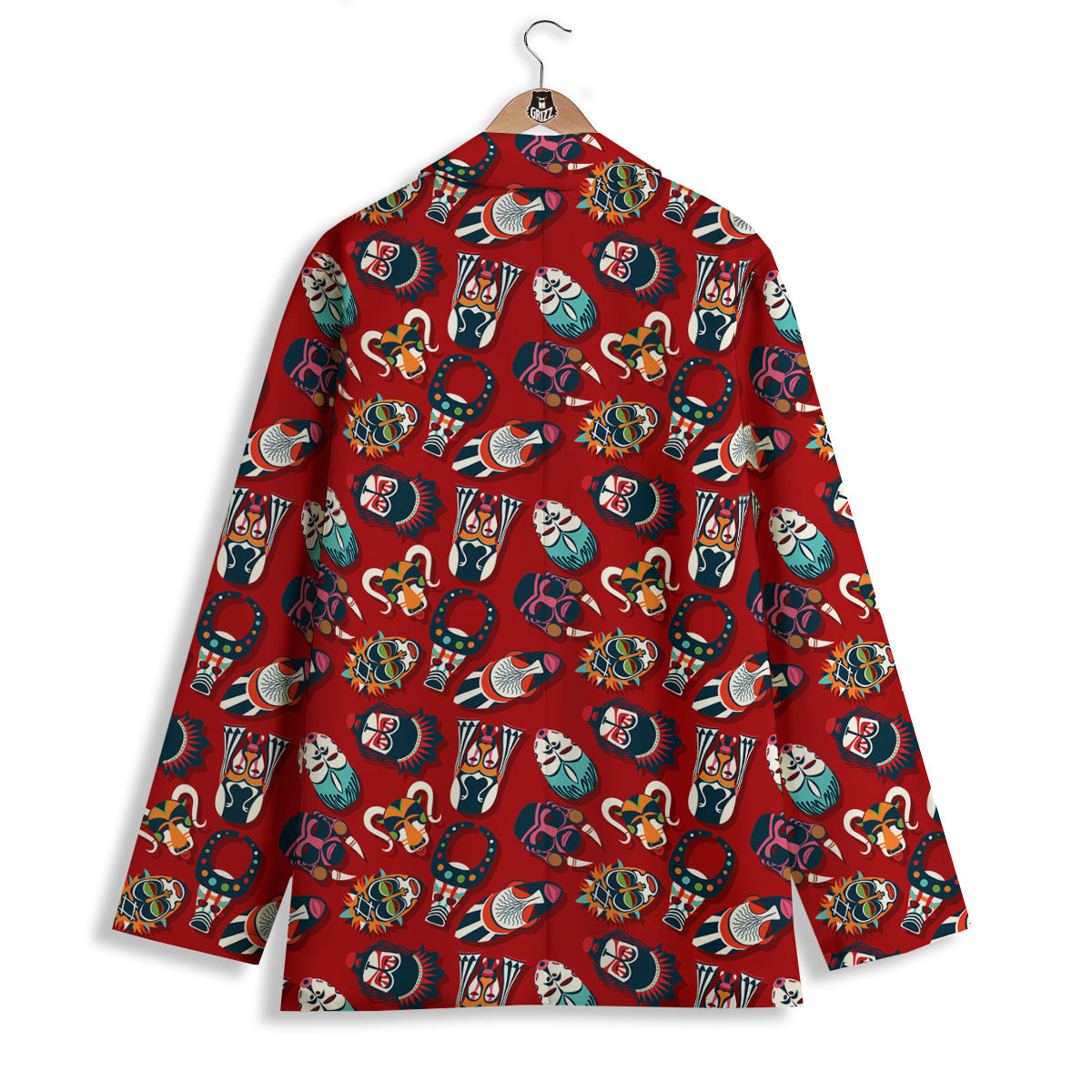 Totem Masks African Print Pattern Women's Blazer-grizzshop
