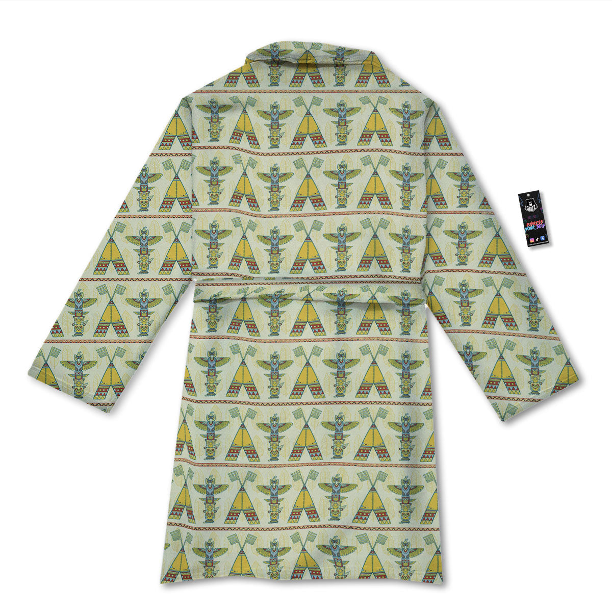 Totem Native Print Pattern Bathrobe-grizzshop