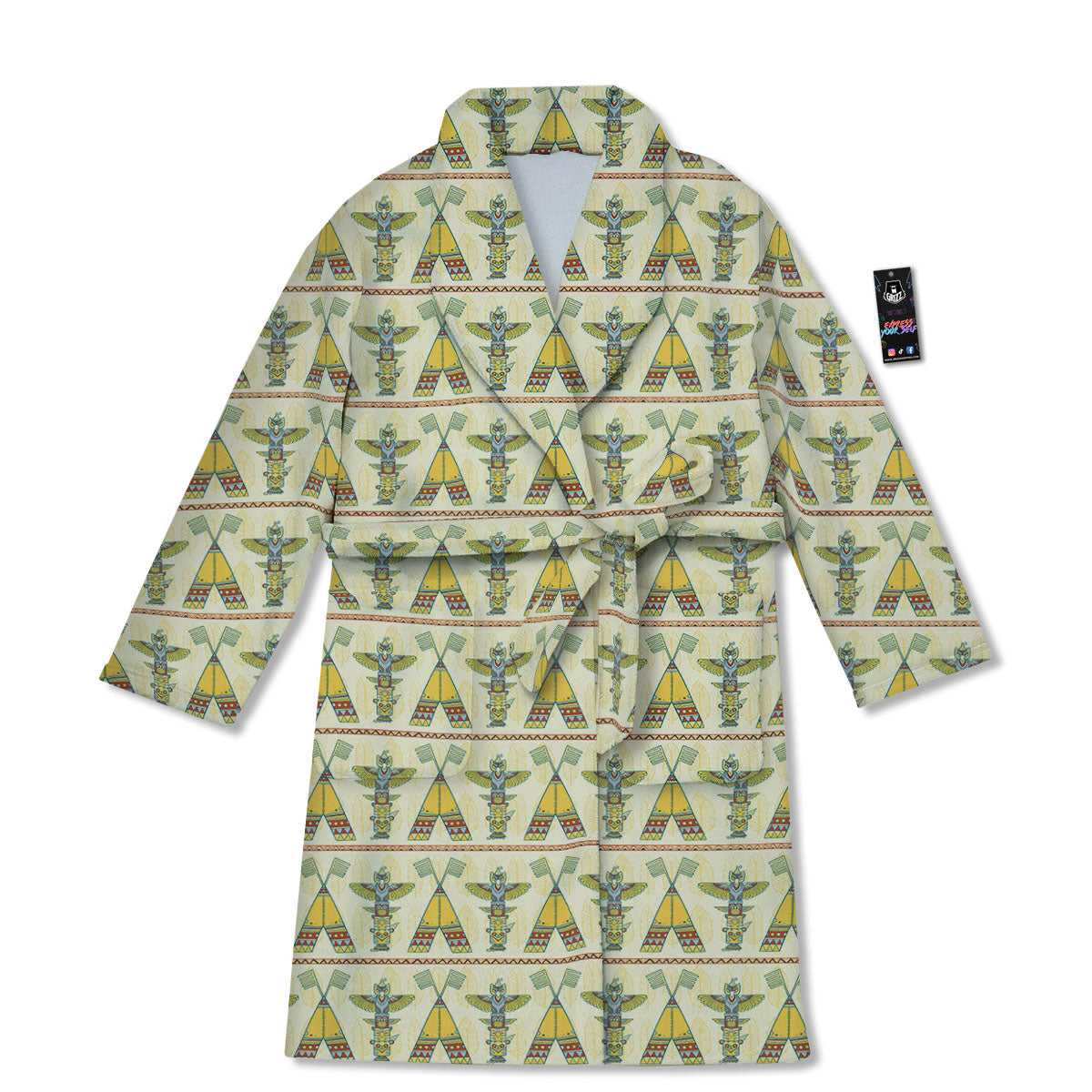 Totem Native Print Pattern Bathrobe-grizzshop