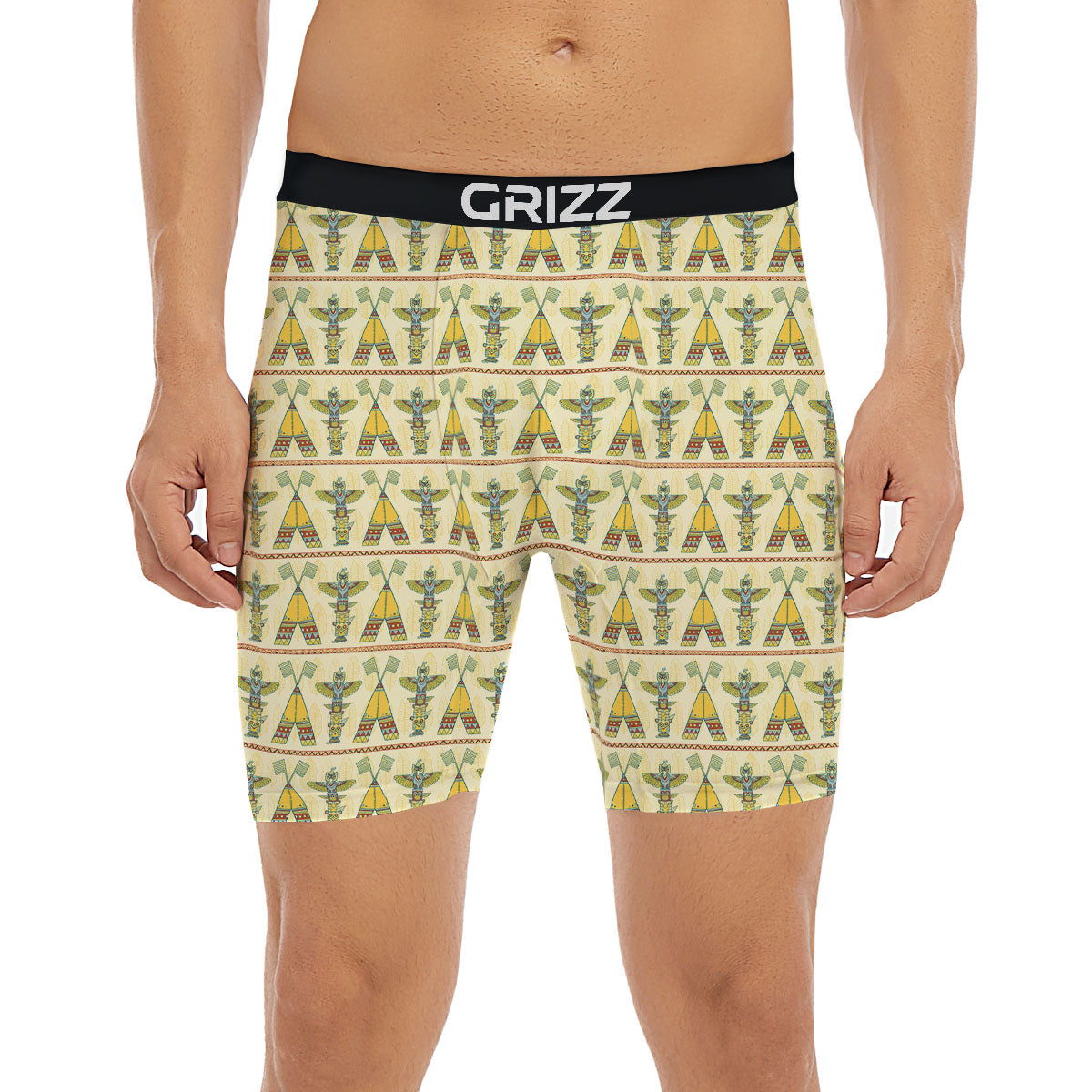 Totem Native Print Pattern Boxer Briefs-grizzshop