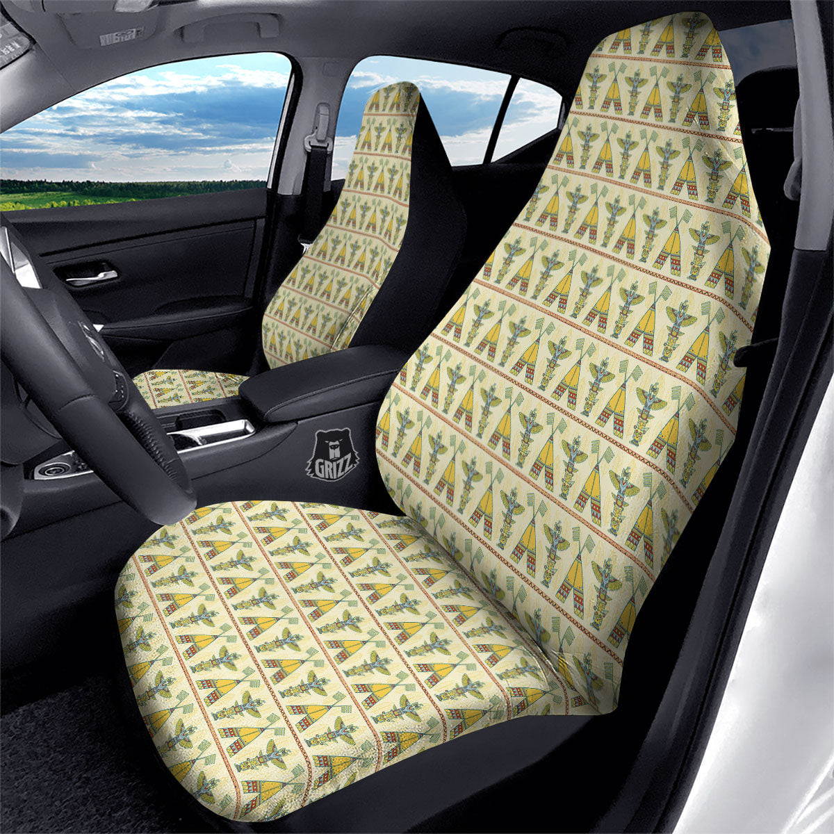 Totem Native Print Pattern Car Seat Covers-grizzshop