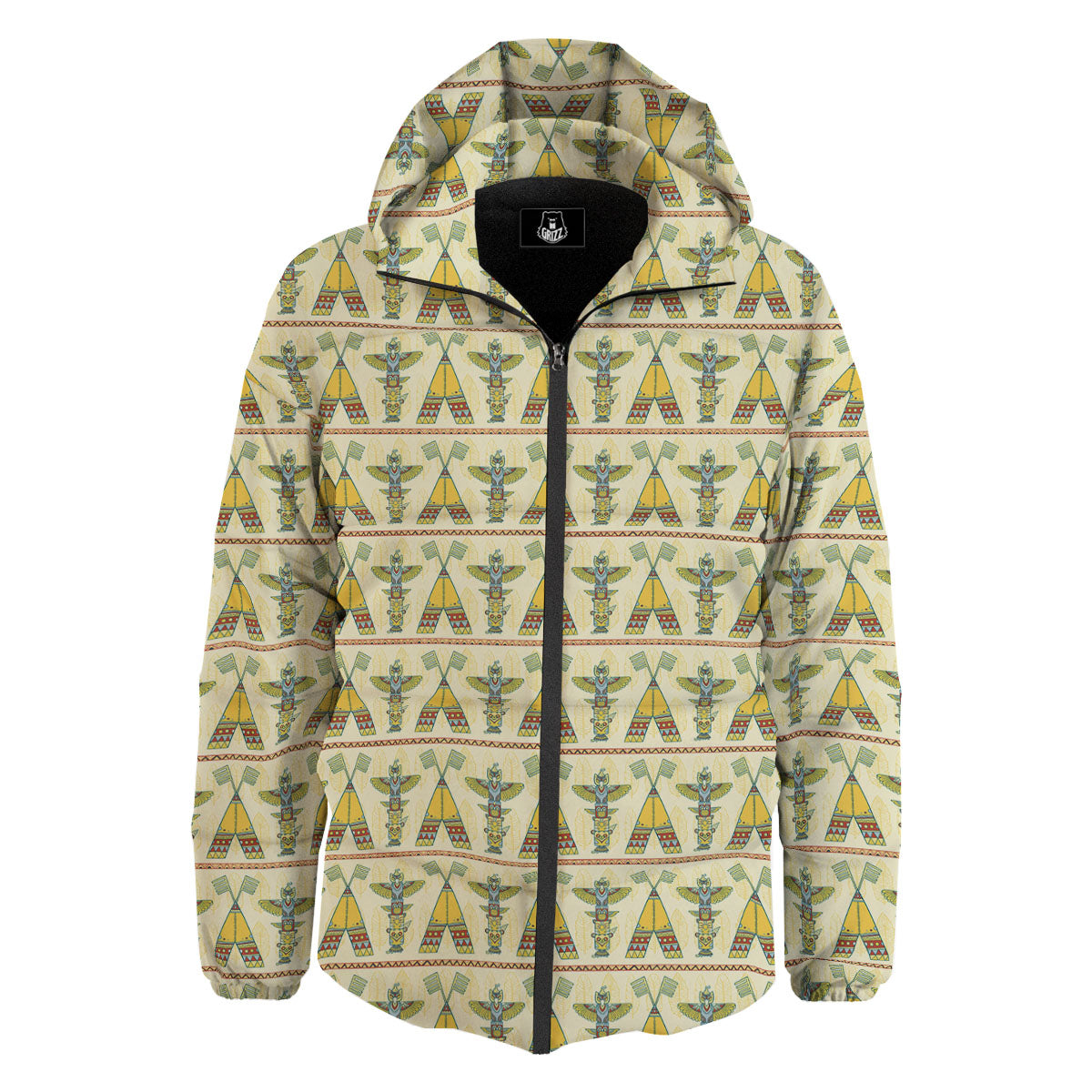 Totem Native Print Pattern Down Jacket-grizzshop