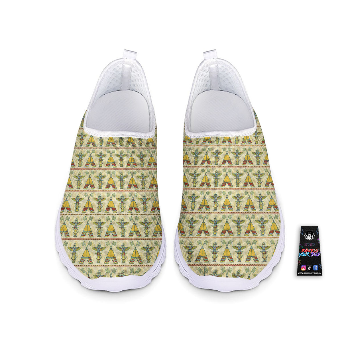 Totem Native Print Pattern Nurse Shoes-grizzshop