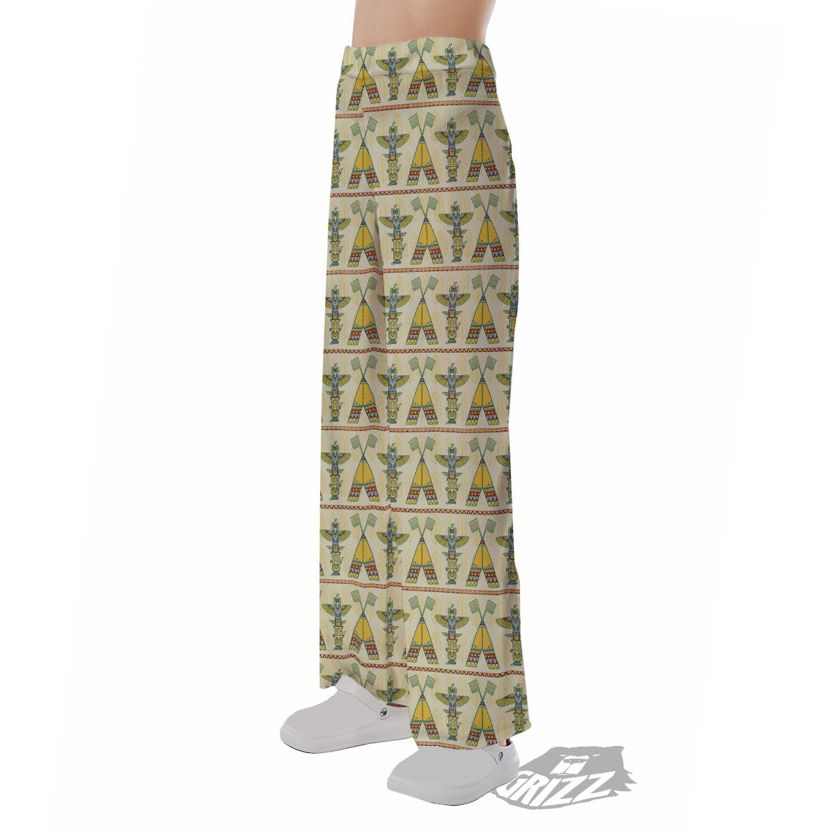 Totem Native Print Pattern Pajama Pants-grizzshop