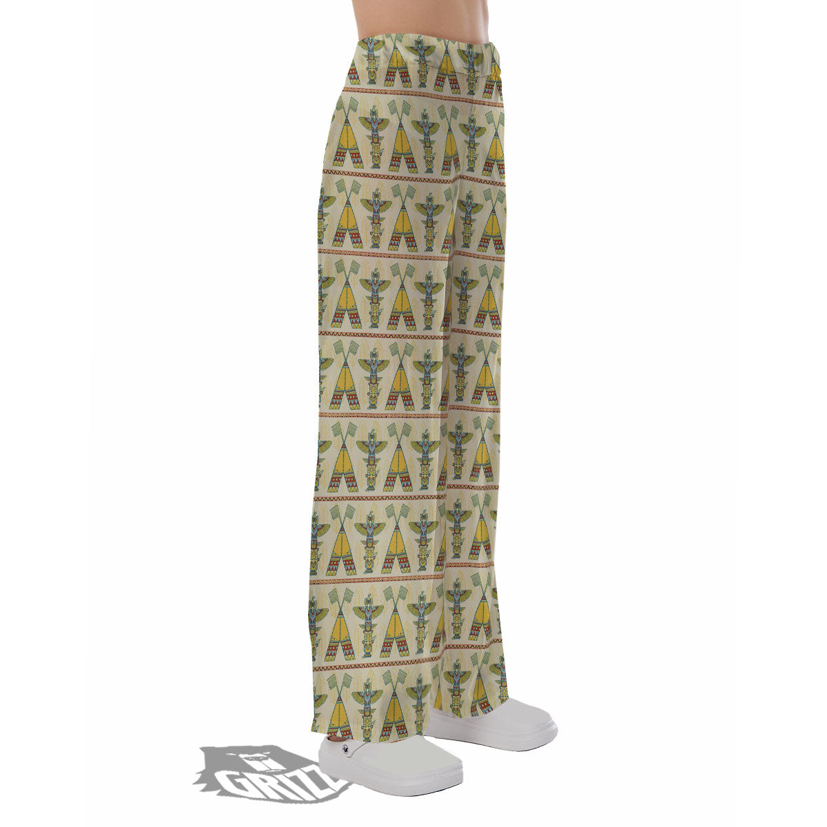 Totem Native Print Pattern Pajama Pants-grizzshop