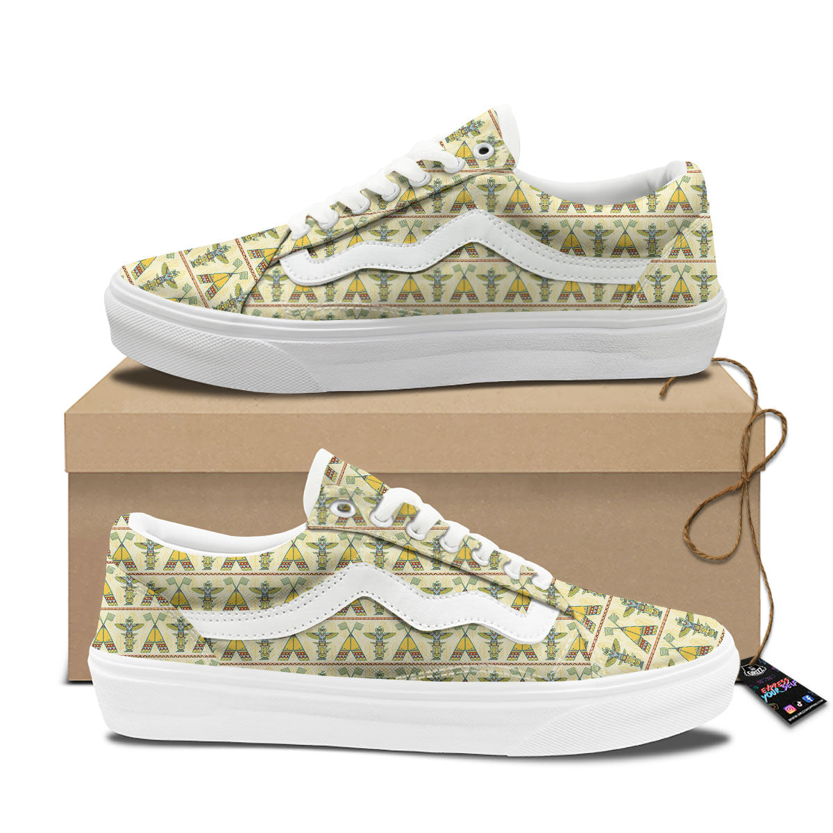 Totem Native Print Pattern Skate Shoes-grizzshop