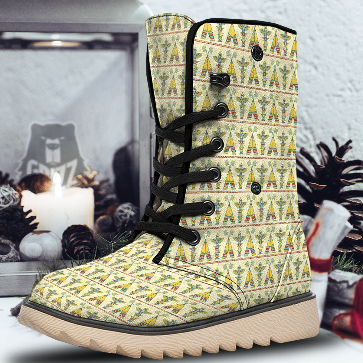 Totem Native Print Pattern Snow Boots-grizzshop