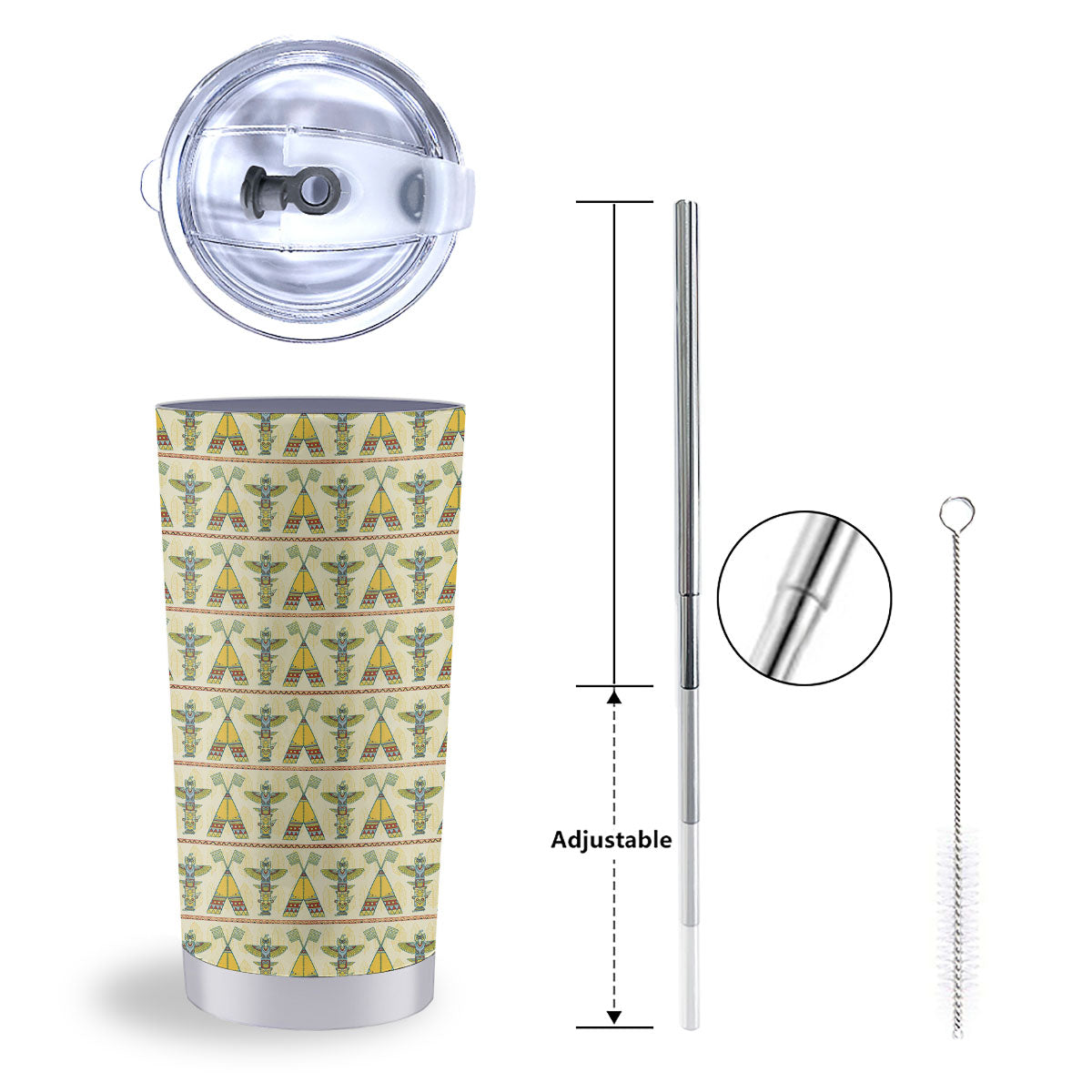 Totem Native Print Pattern Tumbler-grizzshop