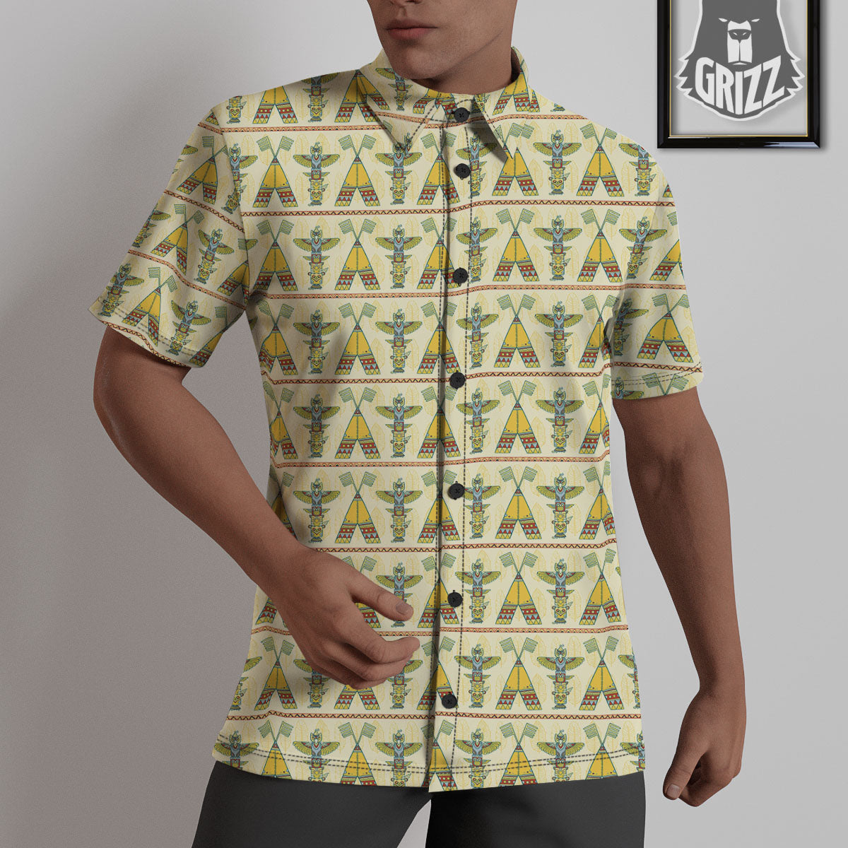 Totem Native Print Pattern Untucked Shirts-grizzshop