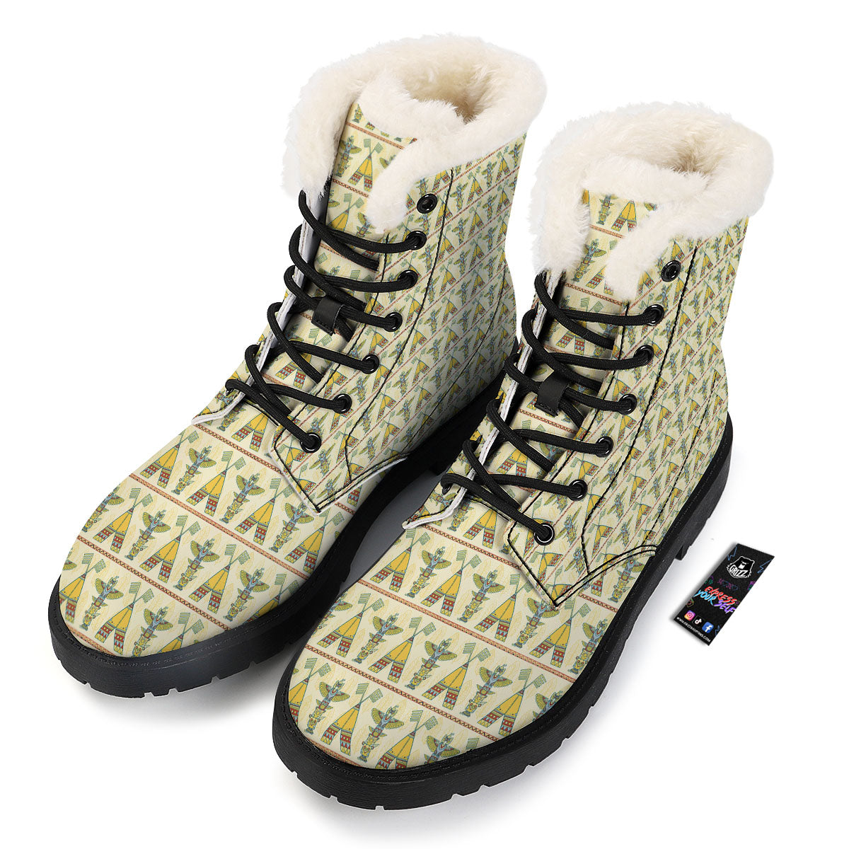 Totem Native Print Pattern Winter Boots-grizzshop