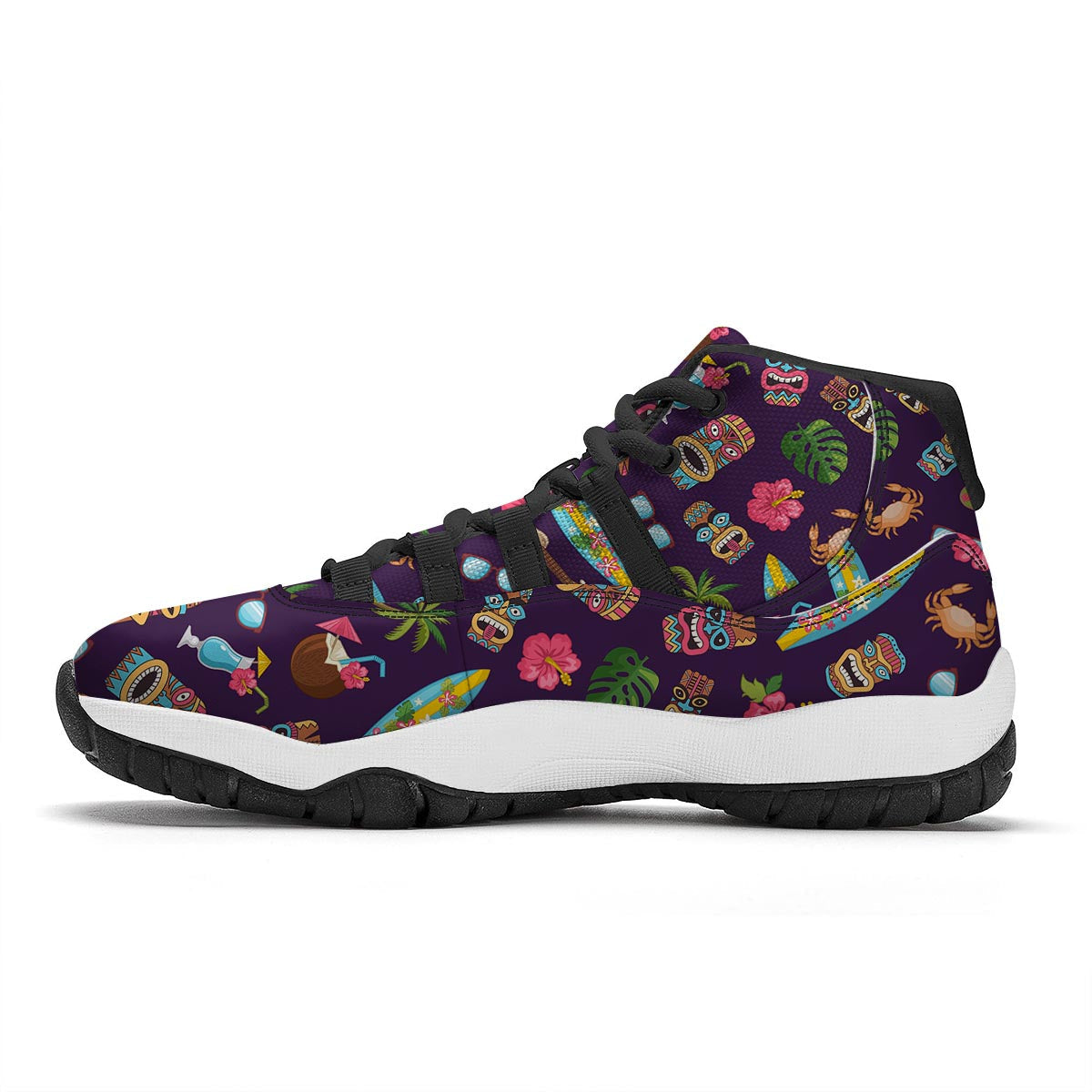 Totem Pattern Print Black Bball Shoes-grizzshop