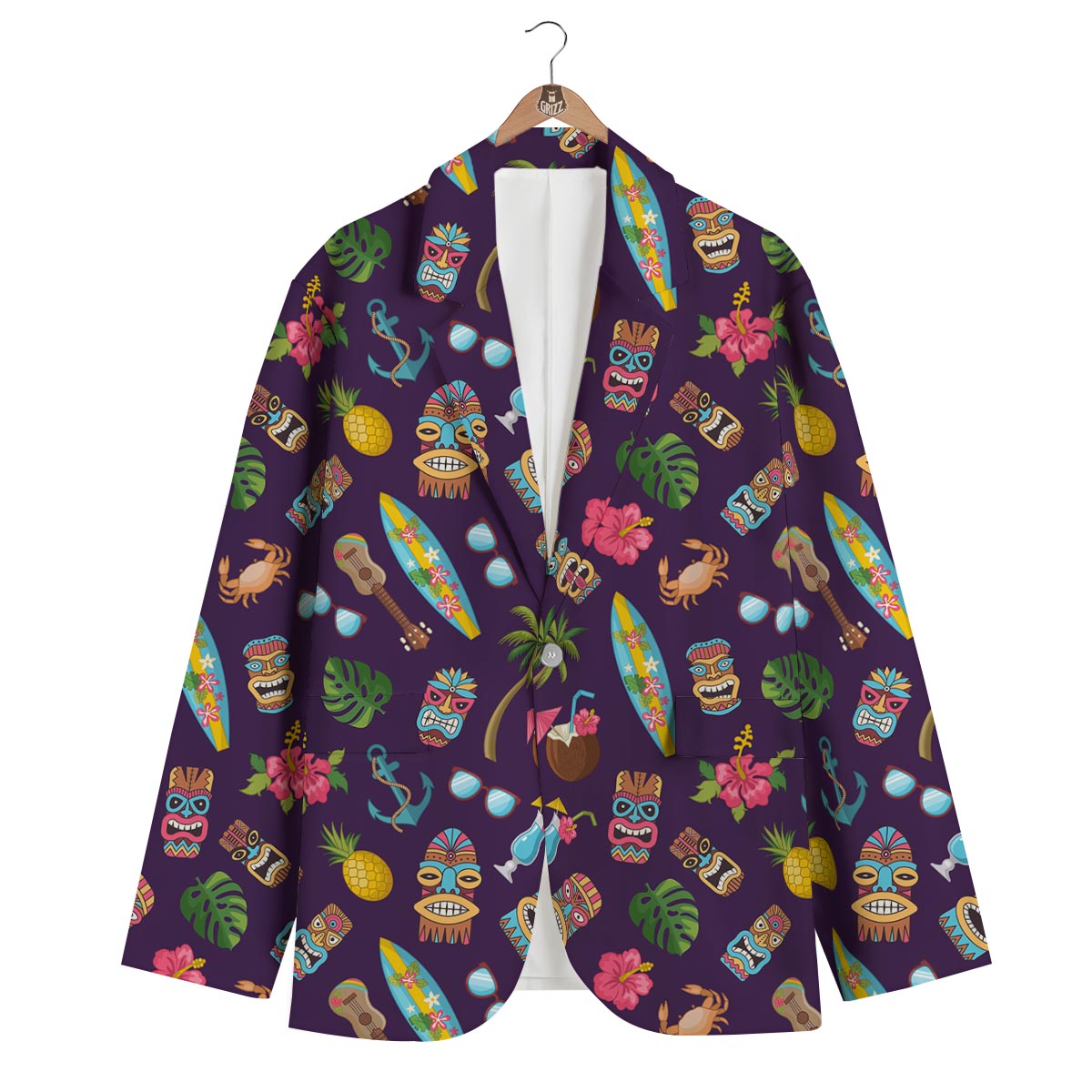 Totem Pattern Print Men's Blazer-grizzshop