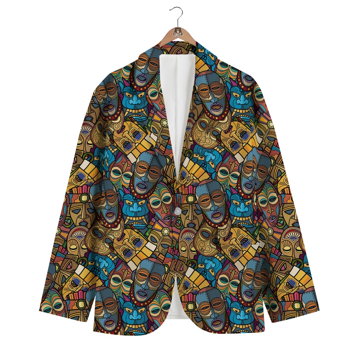 Totem Print Pattern Men's Blazer-grizzshop
