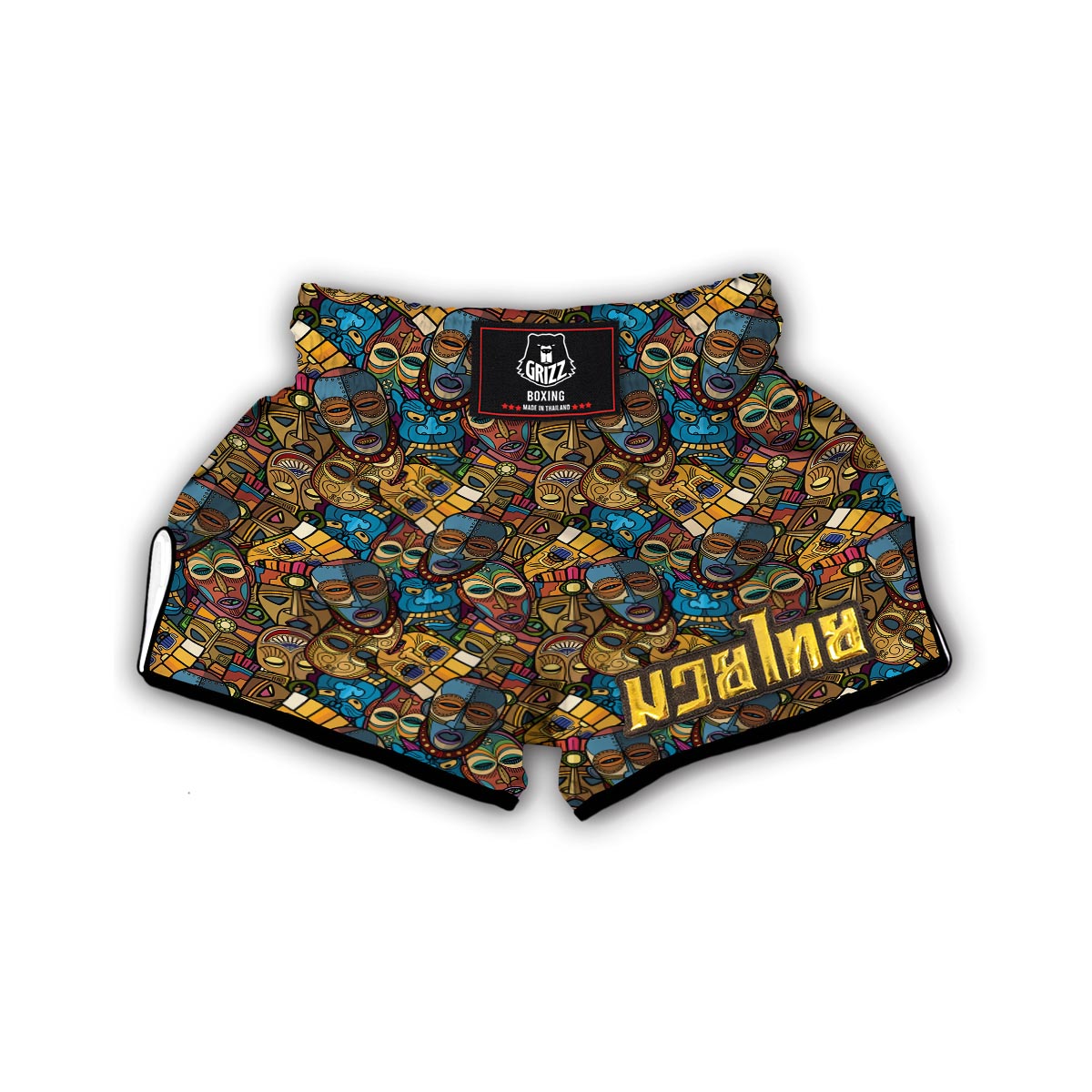 Totem Print Pattern Muay Thai Boxing Shorts-grizzshop