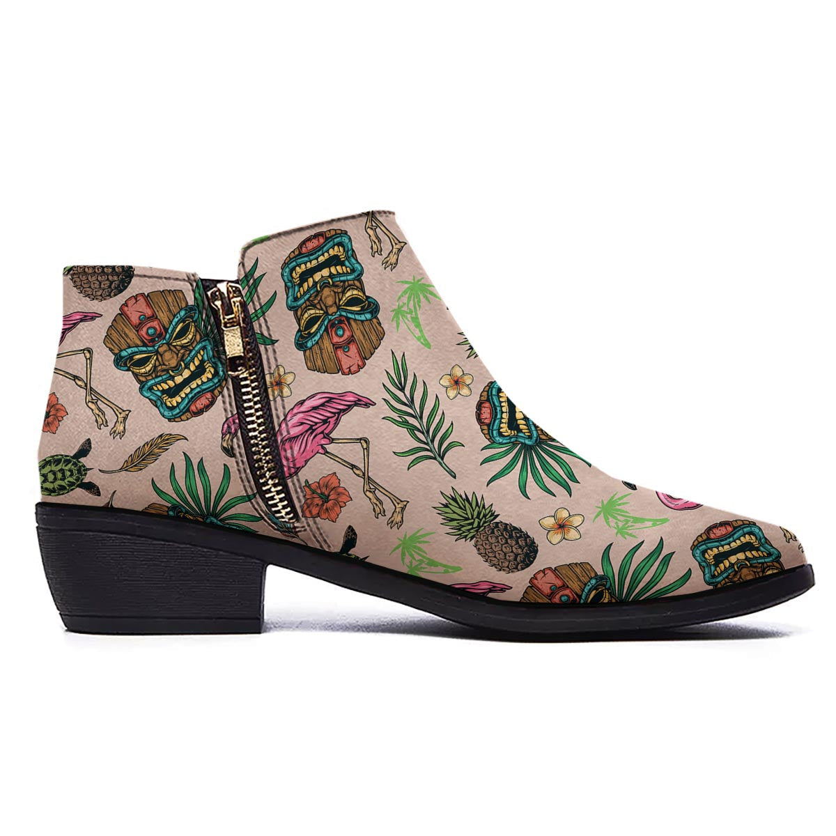 Totem Summer Print Pattern Ankle Boots-grizzshop