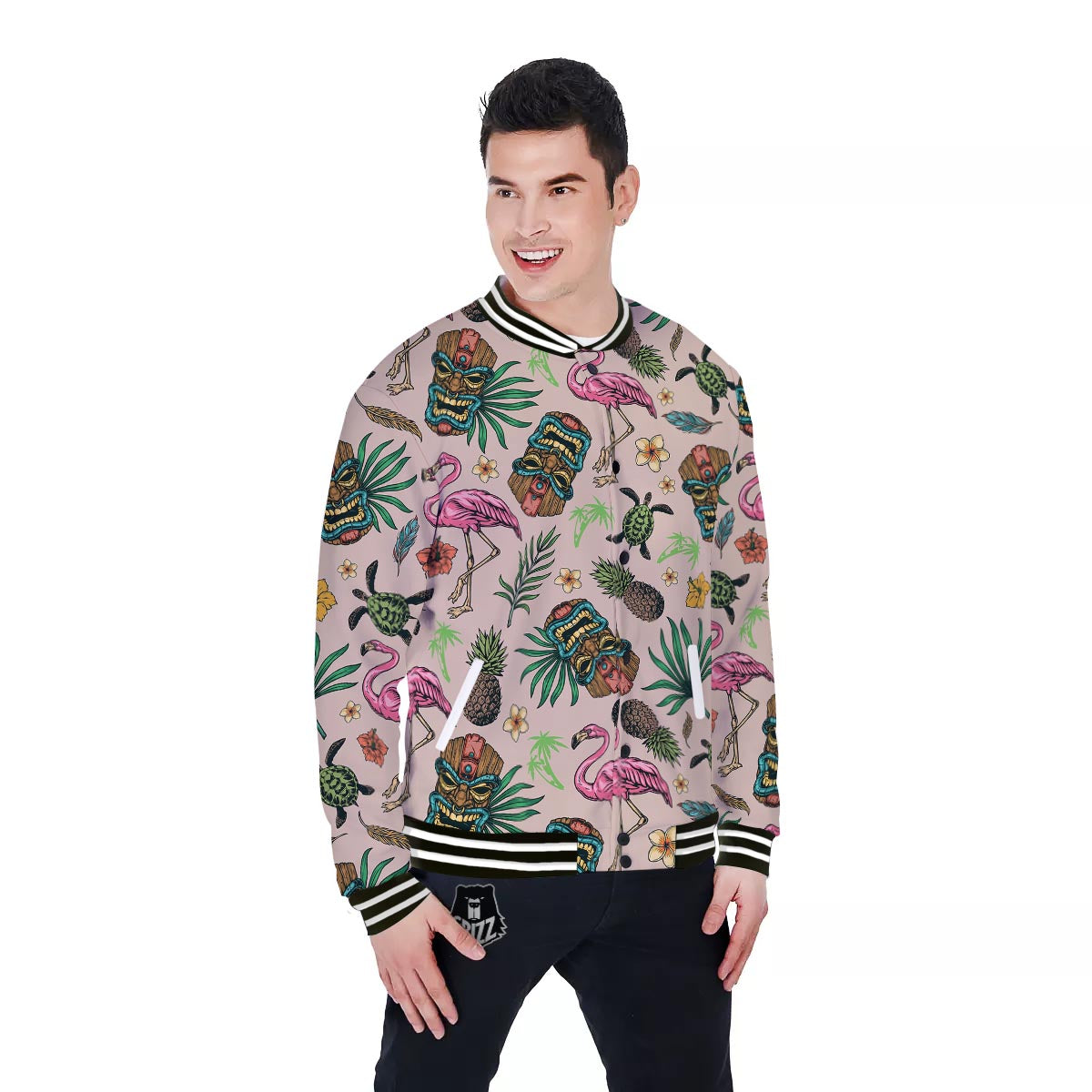 Totem Summer Print Pattern Baseball Jacket-grizzshop