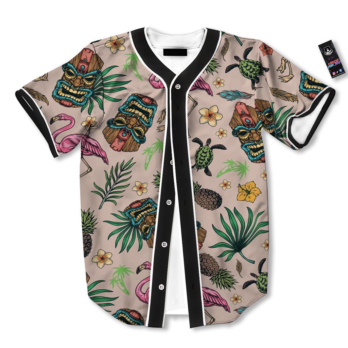 Totem Summer Print Pattern Baseball Jersey-grizzshop
