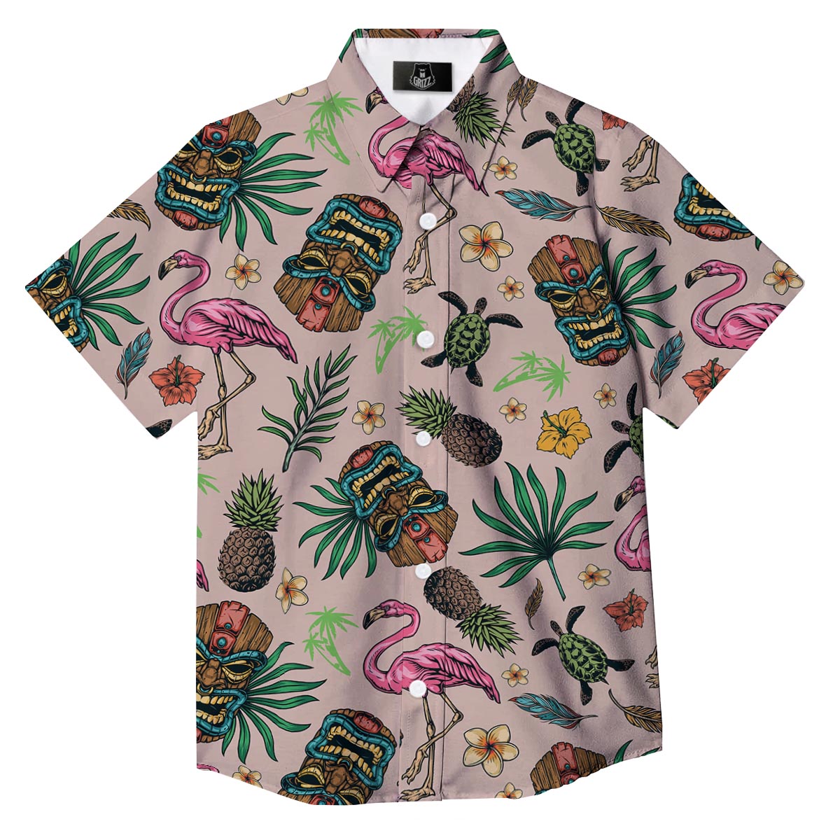 Totem Summer Print Pattern Button Up Shirt-grizzshop