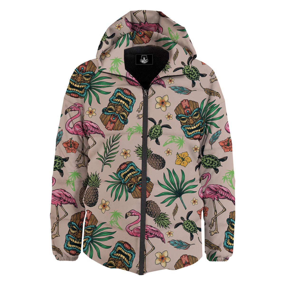Totem Summer Print Pattern Down Jacket-grizzshop