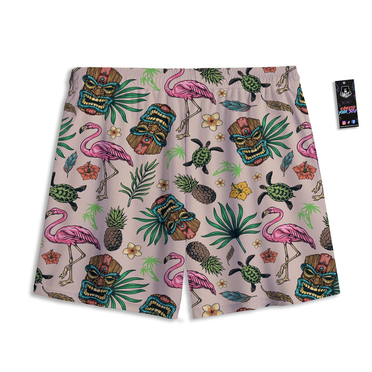 Totem Summer Print Pattern Mesh Shorts-grizzshop