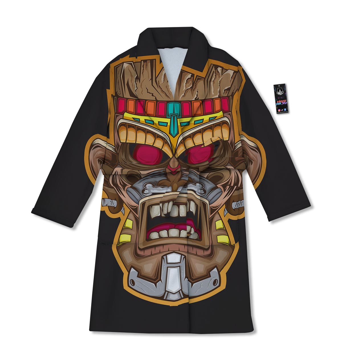 Totem Tiki Print Bathrobe-grizzshop