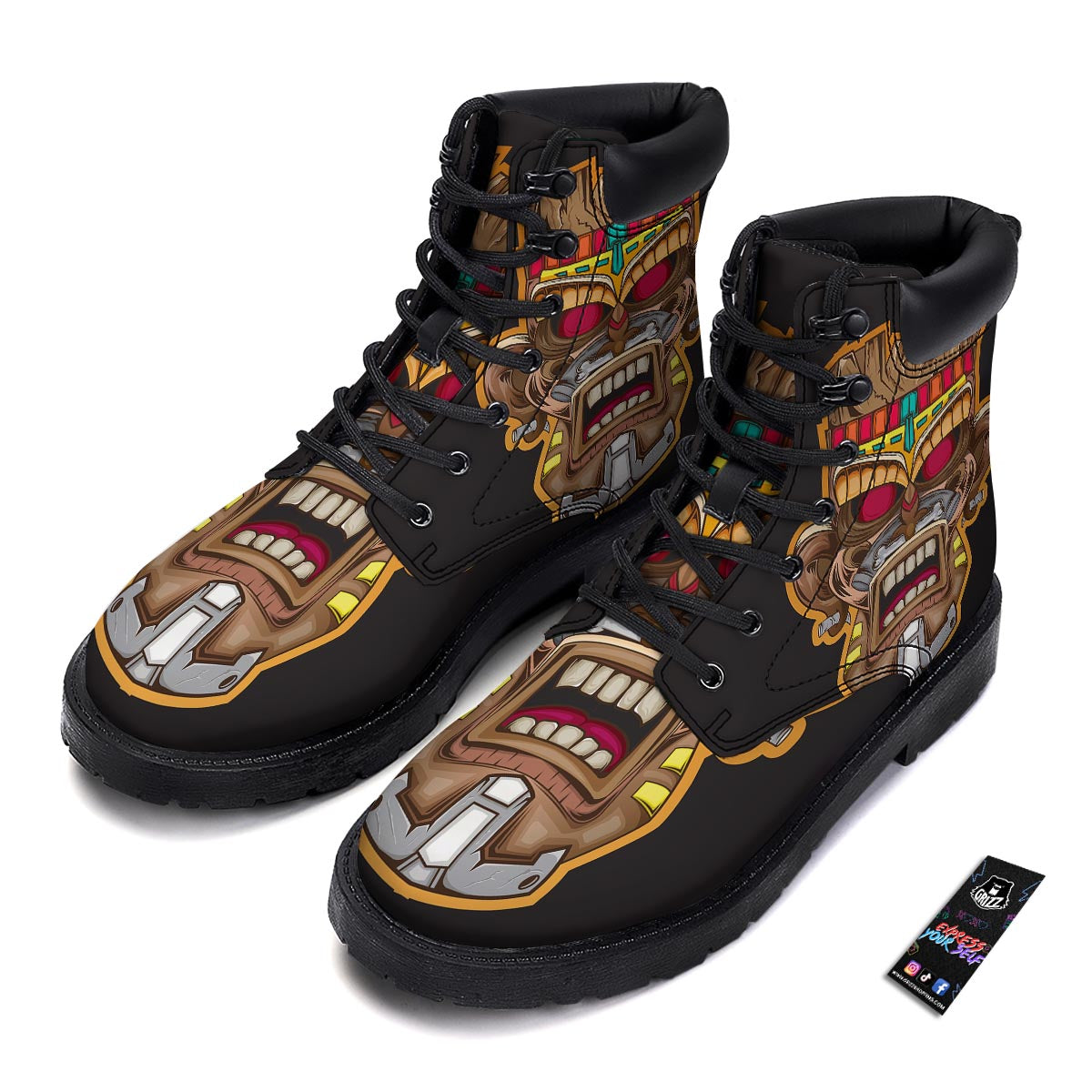 Totem Tiki Print Boots-grizzshop