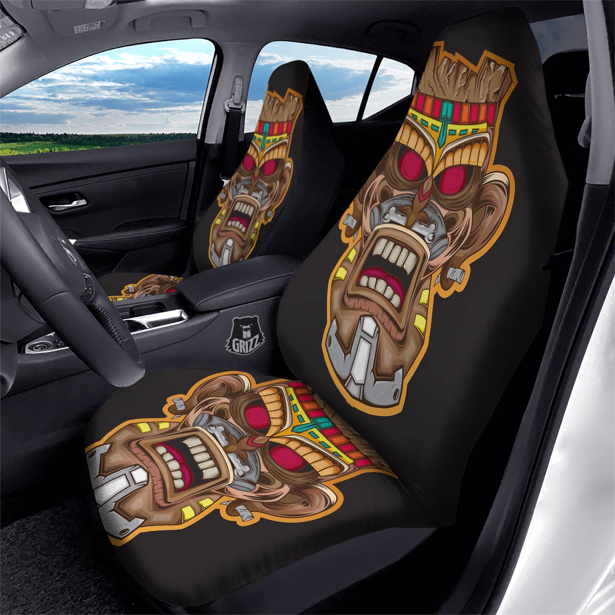 Totem Tiki Print Car Seat Covers-grizzshop