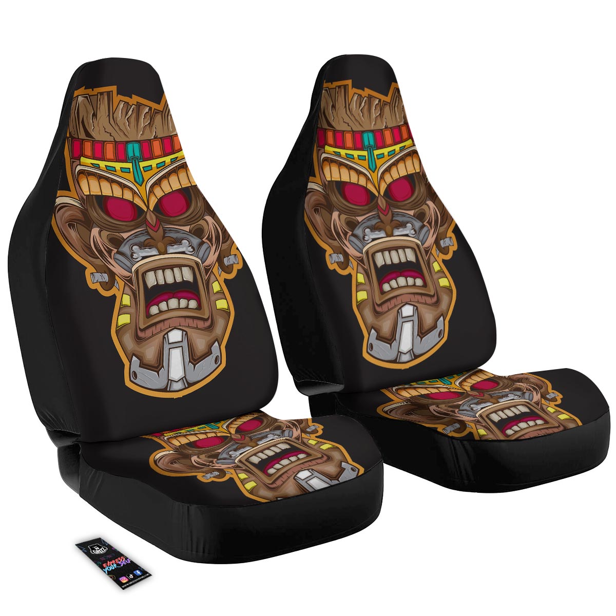 Totem Tiki Print Car Seat Covers-grizzshop