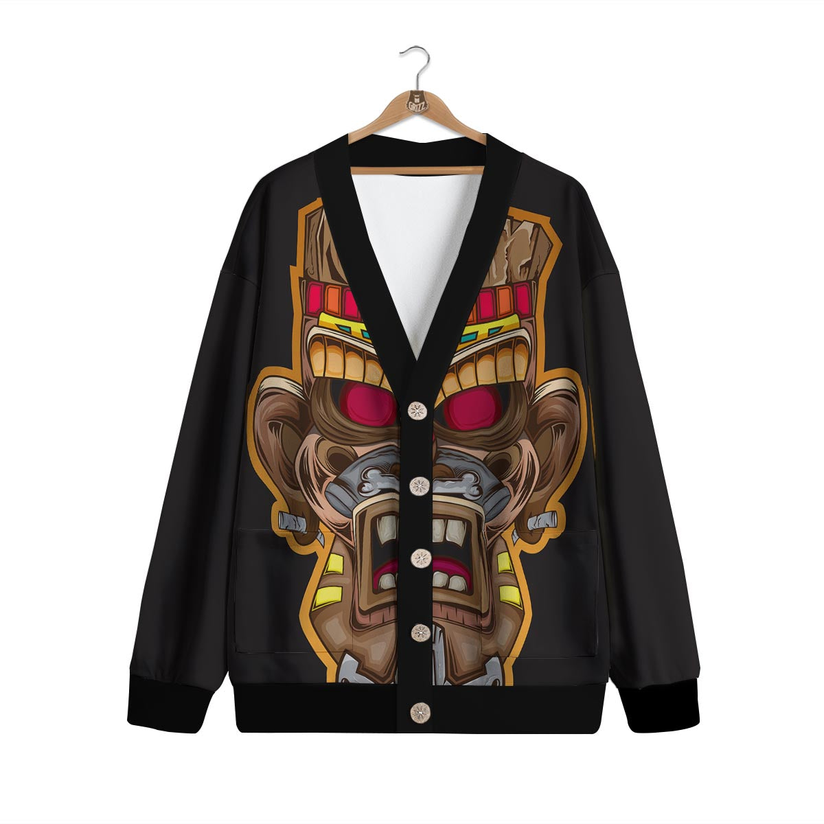 Totem Tiki Print Cardigan-grizzshop