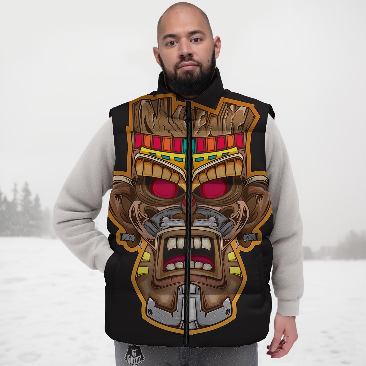 Totem Tiki Print Down Vest