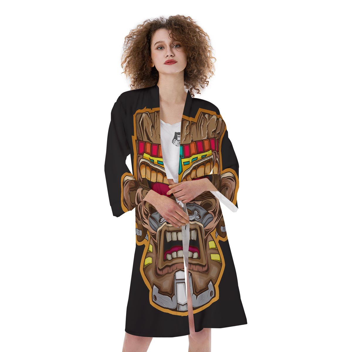 Totem Tiki Print Kimono-grizzshop